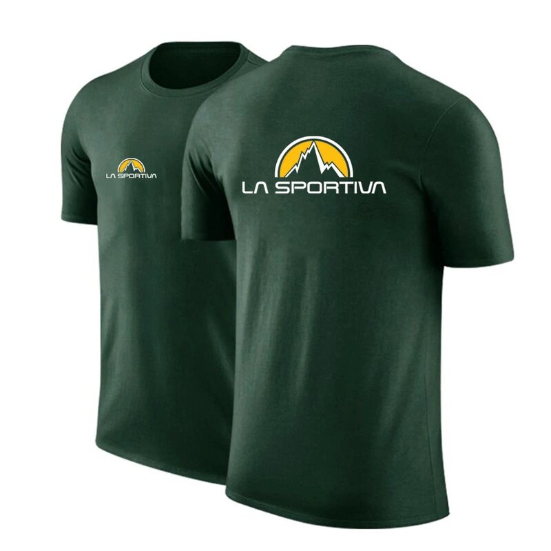 2024, letnia męska kampania z nadrukiem logo La Sportiva, popularna czysta bawełna, dekolt w kształcie litery "o", z krótkim rękawem, na co dzień, wygodna, jednokolorowa koszulka