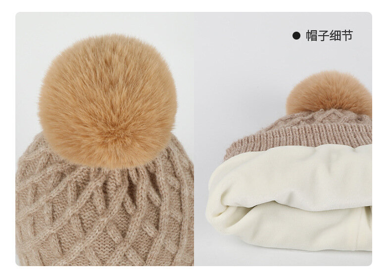Ensemble trois pièces en tricot de boule de laine coupe-vent chaud pour femme, chapeau, écharpe, gants, rembourré, extérieur, hiver, livraison gratuite