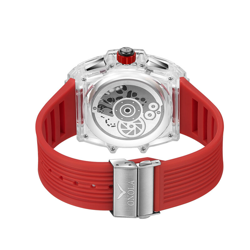 Przeźroczyste tworzywo sztuczne zegarek marki ONOLA mężczyźni kobiety zegar 2021 moda sport casual unikalne kwarcowy luksusowe plac mężczyzna zegarka
