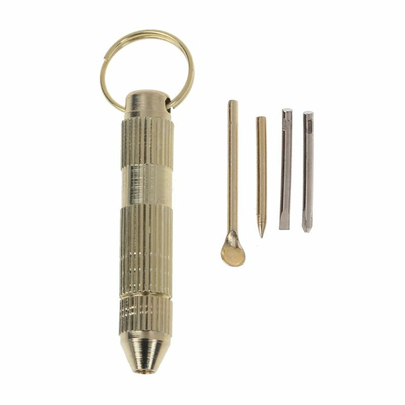 4 in1 Mini Draagbare Gouden Opener Schroevendraaiers Oor Pick Oorreiniger Sleutelhanger Kit