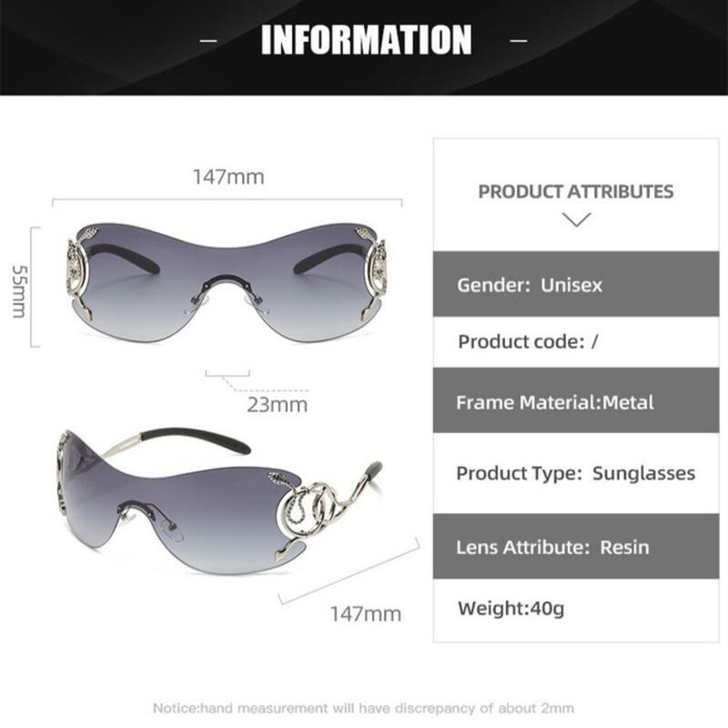 Klassnun-gafas de sol sin montura Y2k para mujer, lentes con degradado, elegantes, para exteriores, diseño de marca de lujo, montura de Metal