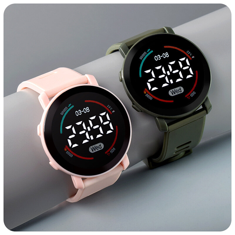 Jam tangan Digital anak perempuan, jam tangan anak perempuan Digital LED tahan air bercahaya 2023, jam tangan elektronik, jam tangan angka Arab Montre Enfant