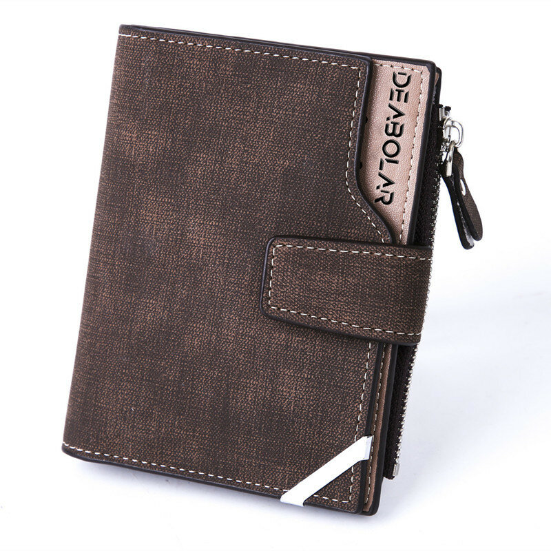 Portafoglio in tela per uomo portafogli corti con cerniera Vintage portamonete portamonete portamonete con fibbia Casual Hasp borsa maschile di alta qualità