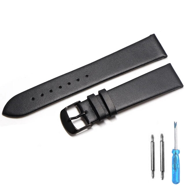 Bracelet de montre en cuir de vachette véritable, ceinture fine et lisse, adaptée aux montres intelligentes, 18mm, 20mm