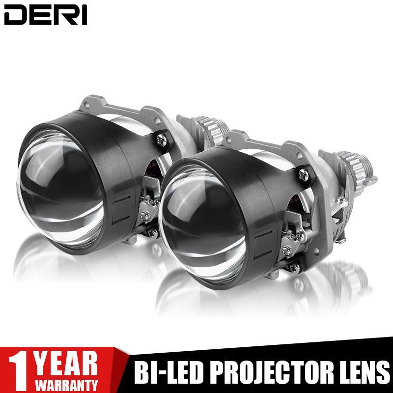 Lente de proyector LED Bi de 2x2,5 pulgadas para faro de coche, lentes de luz alta y baja de 12V LHD RHD para H4 H7 9005 9006, adaptador de faro de cristal HD