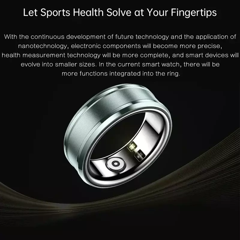 Smart Ring Titanium Stalen Schaal Gezondheid Monitoring Ring Smart Mannen Vrouwen Lichaamstemperatuur Mode Ring Waterdichte Multi-Sport Modus