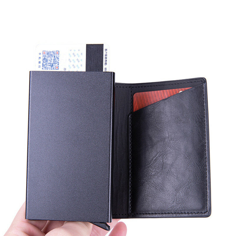 ใหม่ RFID กระเป๋าสตางค์ Slim Minimalist บัตรเครดิตสำหรับอุปกรณ์ป้องกันกรณี Anti-Lost กระเป๋าสตางค์ป้องกัน