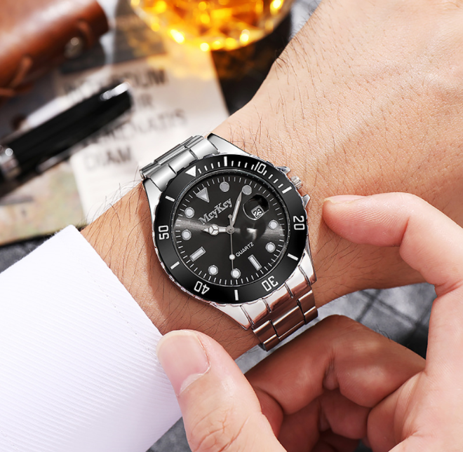 Zegarki męskie analogowy kwarcowy zegarek na rękę z kalendarzem sportowym wygodny pasek ze stali nierdzewnej
