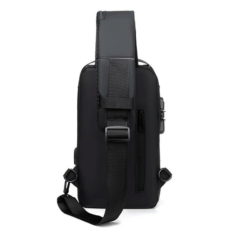 กระเป๋าสะพายพาดลำตัว USB กระเป๋าคาดหน้าอกสำหรับผู้ชายกระเป๋าพาดลำตัวสะพายไหล่เส้นเดียวใหม่กันน้ำกันขโมย
