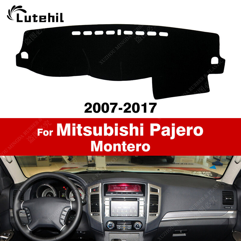 Cubierta de salpicadero de coche, alfombrilla Anti-UV para Mitsubishi Pajero Montero 2007-2017 08 09 10 11 12 13 14 15 16, accesorios para coche