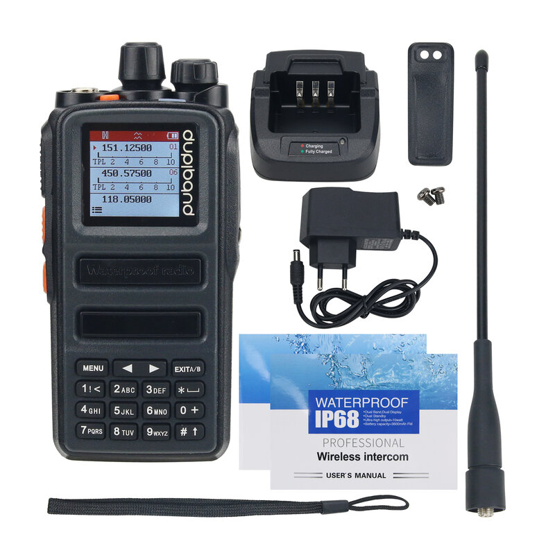 HamGeek-walkie-talkie HG3288, transceptor de banda aérea de 10W, resistente al agua IP68, Radio VHF UHF de banda completa