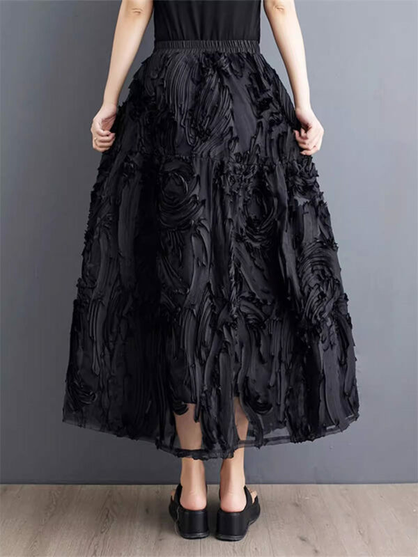 Dark Wind-falda de cintura elástica para Mujer, prenda con flores de industria pesada, holgada, versátil, lisa, a la moda, K1122