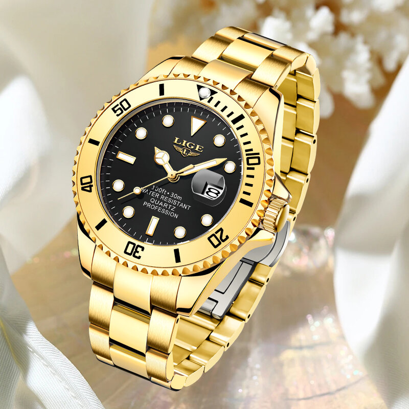 Relogio Feminino 2023 LIGE nuove donne orologi Top Brand Luxury Gold women's bracciale Diver Watch Ladies Dress orologio da polso al quarzo
