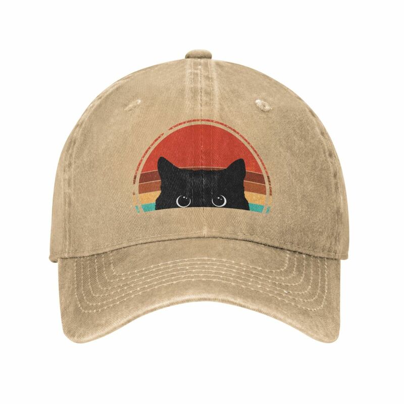 أسود القط Peeking الغروب قبعة Vintage قبعة رعاة البقر جديد في قبعة الشاطئ نزهة دلو قبعة مصمم رجل قبعة المرأة