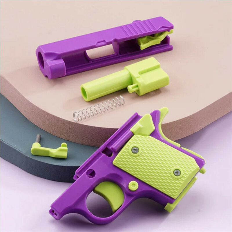Impressão 3D Fidget Toy Gun para crianças e adultos, Mini 1911, gravidade, filhote, salto, cenoura, alívio do estresse, presente de Natal