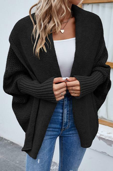 Sweter damski z długim rękawem z przodu rękaw w kształcie skrzydła nietoperza kardigany w stylu Casual moda uniwersalny płaszcz 2023 jesienna damska odzież wierzchnia