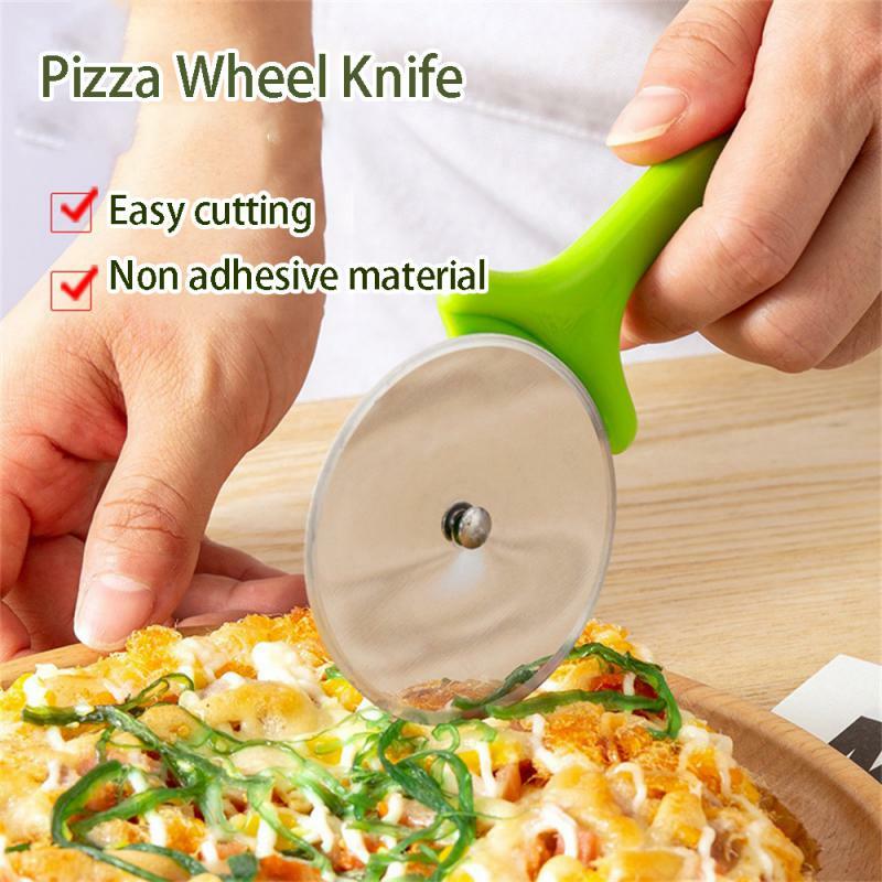 Pizza Wheel Knife Sharp Durable Stainless Steel Kitchen Knives Cake Knife Easy Wash Effortless Cutting Kitchen Bar Supplies