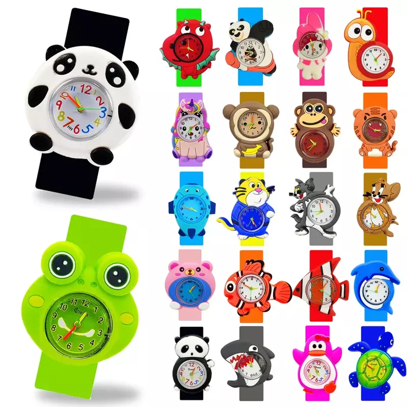 저렴한 어린이 시계 만화 애니메이션 장난감, 1-9 세 어린이 쿼츠 시계, 아기 시간 시계 배우기, 소녀 소년 슬랩 패팅 손목 시계