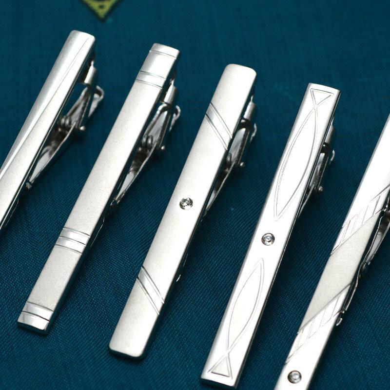 Nieuwe Metalen Zilveren Kleur Stropdas Clip Voor Mannen Bruiloft Stropdas Sluiting Clip Gentleman Stropdassen Bar Kristallen Dasspeld Voor Heren Accessoires