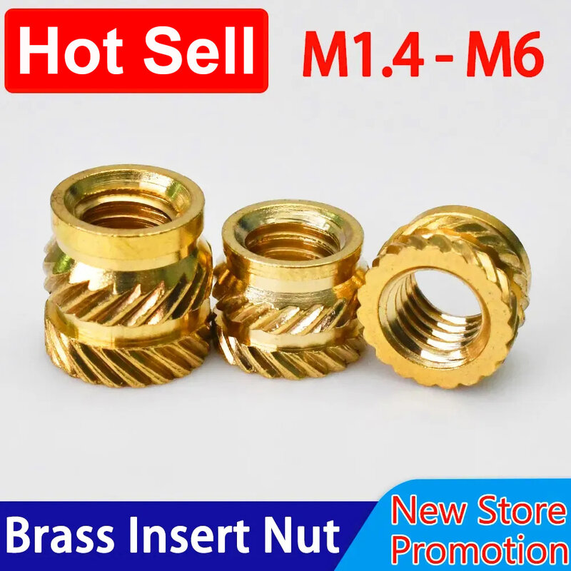 M1 M1.4 M1.6 M1.7 M2 M2.5 M3 M4 M5 M6 M8ทองเหลืองความร้อนเกลียวฝัง Nut Hot Melt Knurled ฉีด Embedding nut ของ3D พิมพ์