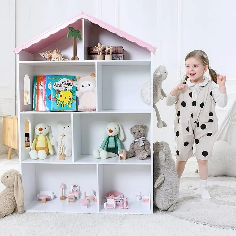 Книжный шкаф, детский книжный стеллаж, хранилище, органайзер для кукольного домика, детская спальня, игровая комната, книжная полка для детей