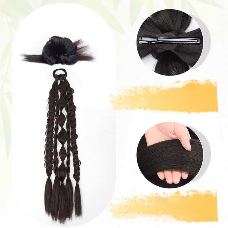 가발 꽃 땋은 머리 끈, 두 꼬인 머리 끈, 튀김 반죽 꼬임 포니테일, 창의적인 가발