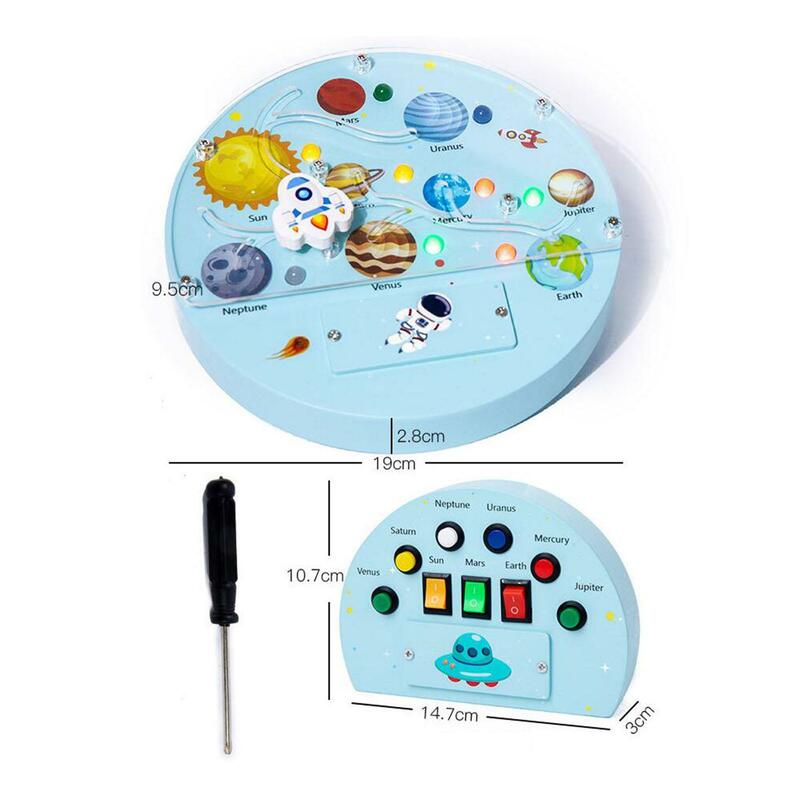 Montessori Druk Bord Met Led Lesmateriaal Zintuiglijk Speelgoed Lichtschakelaar Speelgoed Voor Reis Peuters 1-3 Kleuters Geschenken