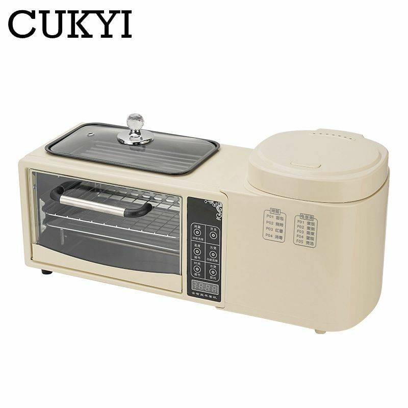 Cukyi-3 in 1電気朝食機,多機能コーヒーメーカー,ミニオーブン,家庭用パン,ピザ,フライパン