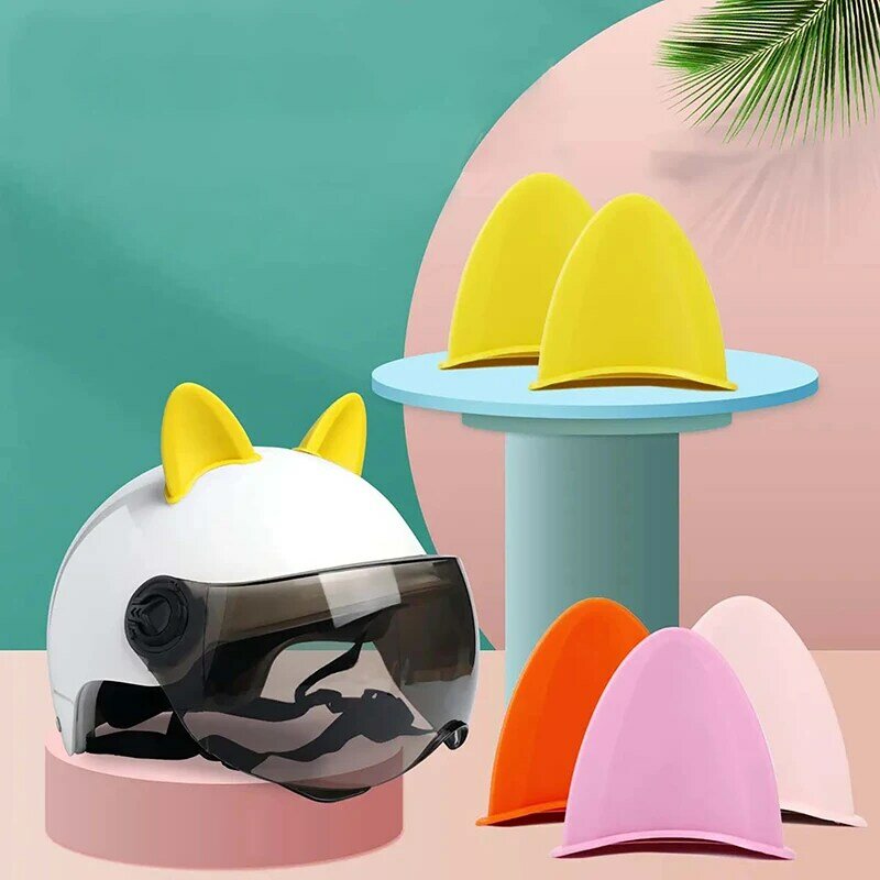 Helmet Accessories Cute Cat Ears Helmet Decoration Motorcycle Electric Car Helmet Styling Stickers Double-sided Stickers Decor