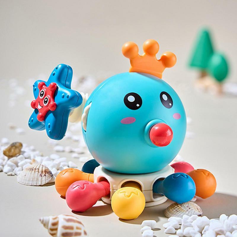 Mainan kunyah anak, mainan pendidikan anak-anak gurita gigit suara warna-warni lembut untuk pendidikan dini lembut anak-anak