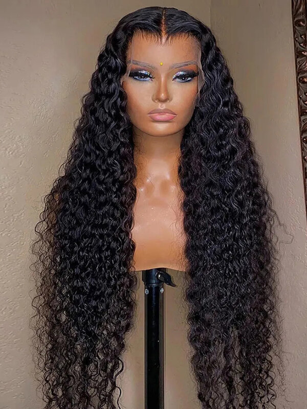 Perruque Lace Front Wig Deep Wave Brésilienne Naturelle Bouclée, Cheveux Humains, 13x6, 13x4, Pre-Plucked, 40 Pouces, pour Femme