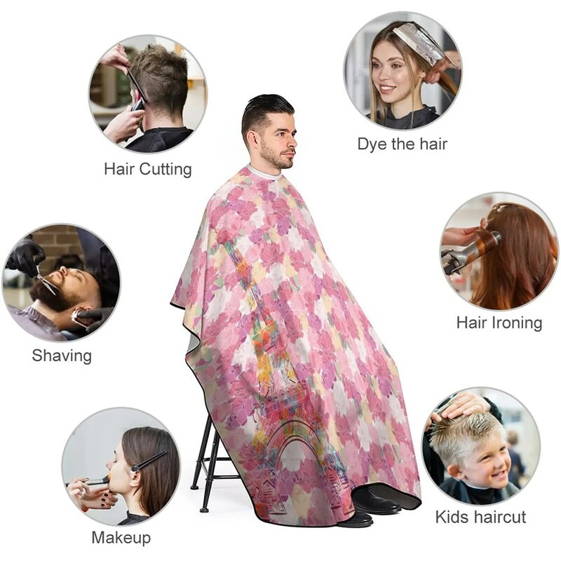 Paris Tower Pattern Barber Cape with Adjustable Snap Closure waterproof Hair Cutting Salon Cape Perfect for Hairstylists