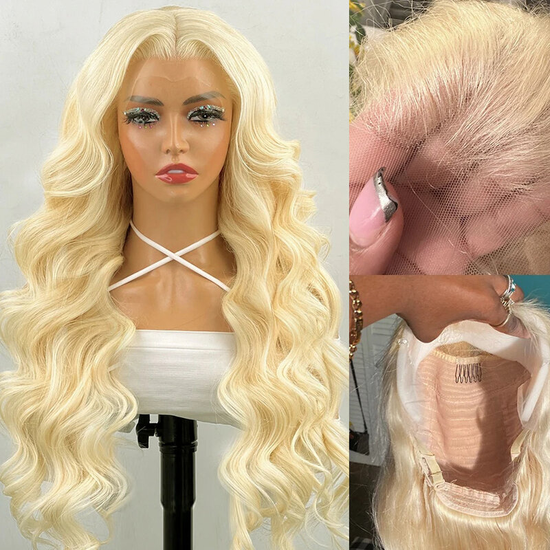 Perruque Lace Front Wig Body Wave Brésilienne Remy, Cheveux Naturels, Blond Miel, 13x4, 13x6, HD Transparent 613, pour Femme