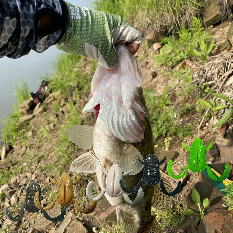 플로팅 개구리 검은 물고기 소프트웜 미끼 킥 미끼, 특별한 향기 낚시 장비 95%, 10 개, 12g, 4.7cm
