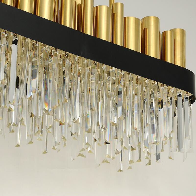 Modern luxury crystal chandelier stainless steel gold living room villa crystal decorative LED lamp