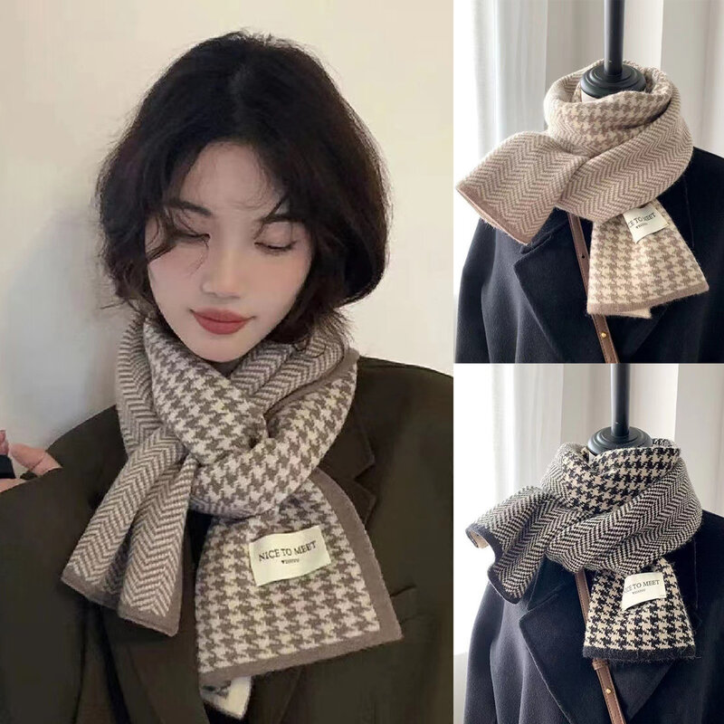 Brand Scarf Winter New Outdoor Warmth Double sided Student Cute Scarf Thickened Knitted High Quality Scarf Couple Gift