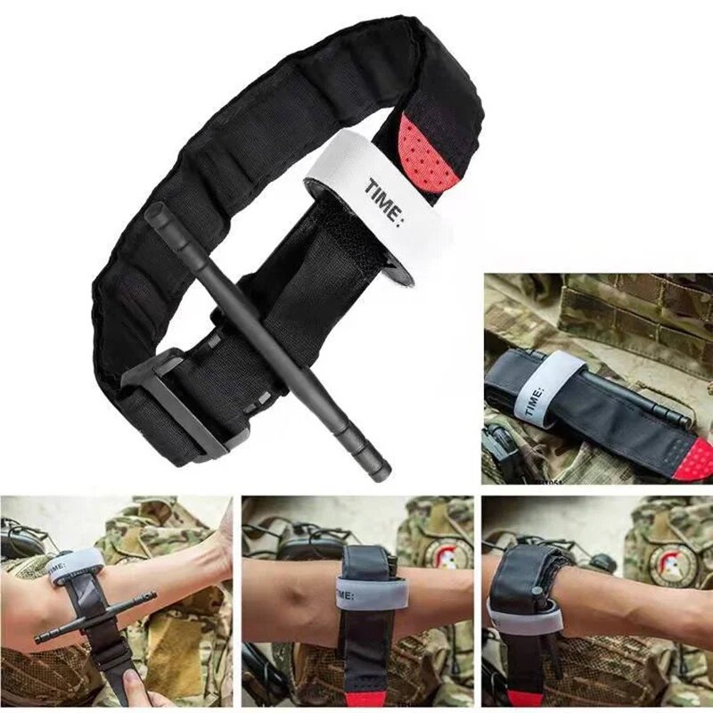 Laccio emostatico Spin Military Medical Survival Tactical Combat Application Red Tip Emergency Belt Aid for Outdoor Exploration Camping