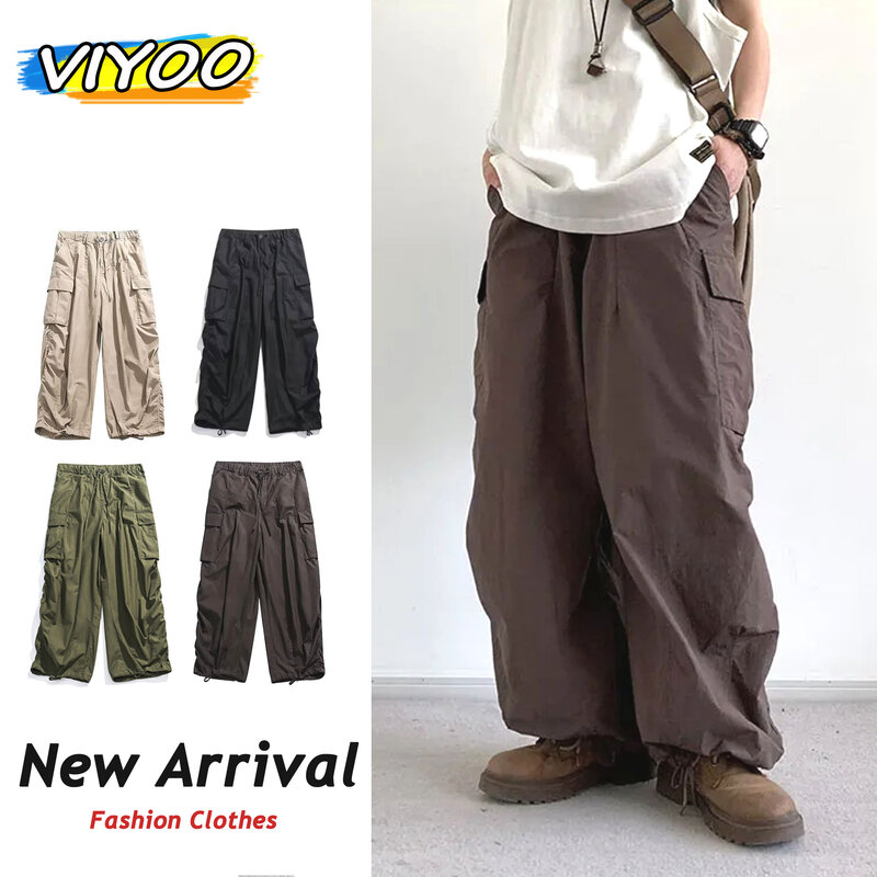 Oversize Cargo Pants Men Women Hip-hop Multi-pocket Wide-leg Trousers Vintage Loose Casual Pantaloons Spring Couple Unisex Pants