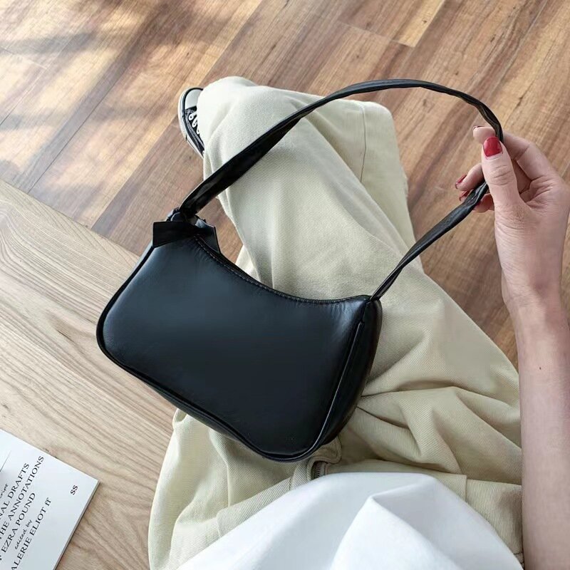 Новые женские Сумки из искусственной кожи, однотонная сумка для подмышек, модная сумка через плечо для подмышек, маленькие Наплечные сумки простого дизайна для девушек