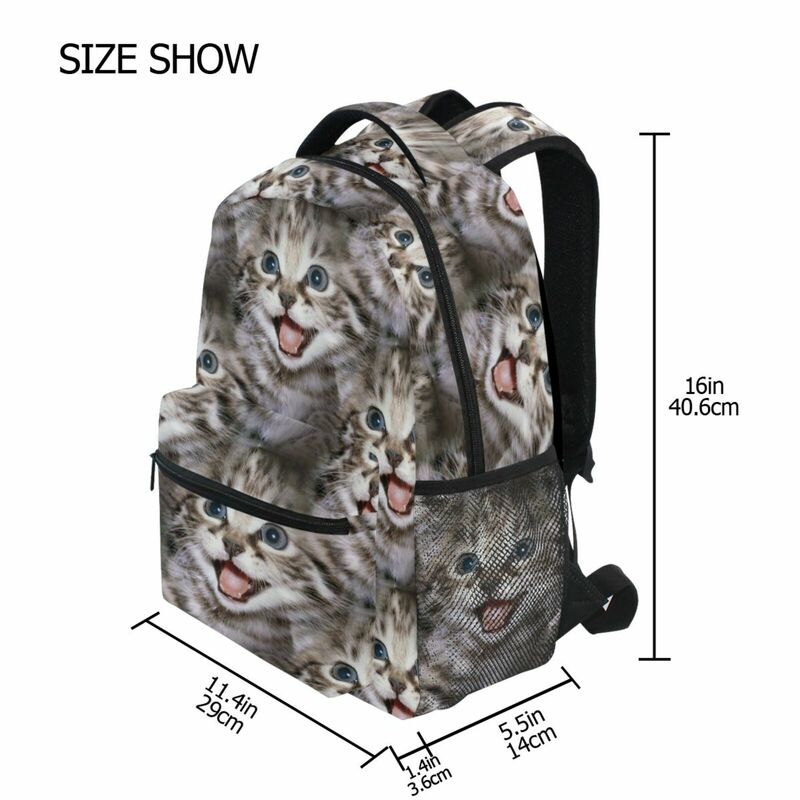 귀여운 고양이 디자인 어린이 책가방, 남녀공용 큰 책가방, 초등학교 배낭, 노트북 여행 배낭
