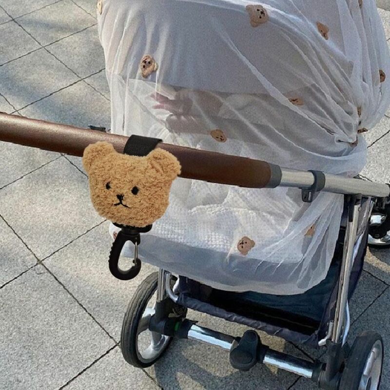 Hak wózka dziecięcego 360 stopni akcesoria do wózka dziecinnego uroczy niedźwiedź torba wisząca wieszak na wózek dziecięcy
