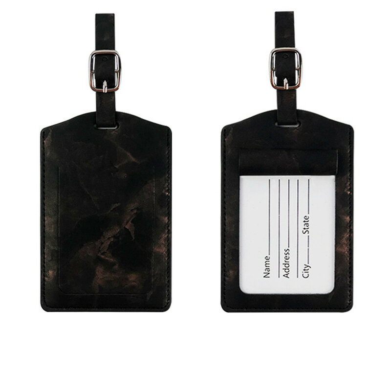 Ярлык для багажа из искусственной кожи с мраморной текстурой, портативный держатель для удостоверения личности на чемодане, дорожные аксессуары