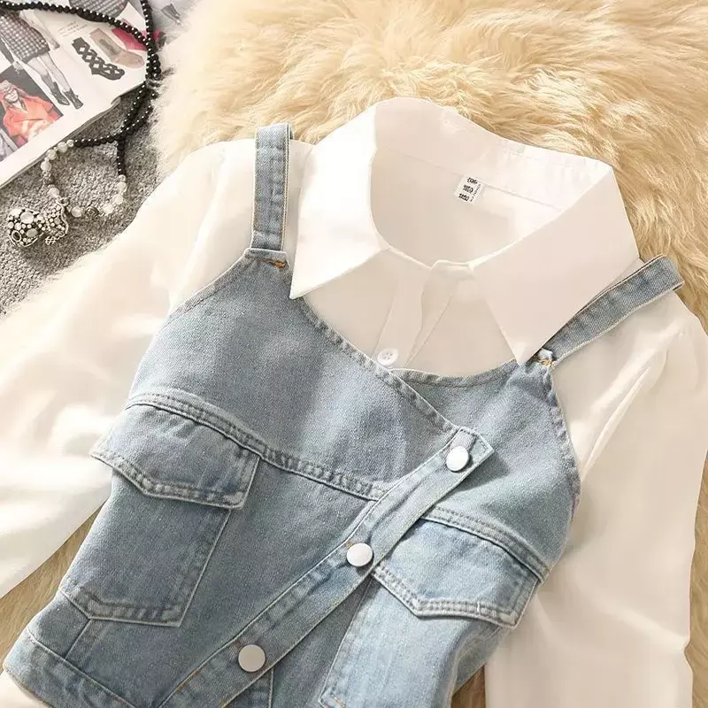 Vests Women Denim Coats American Streetwear Teens Sleeveless Slim Cropped Hipster Fashion Temper Spliced Y2k Clothes All-match