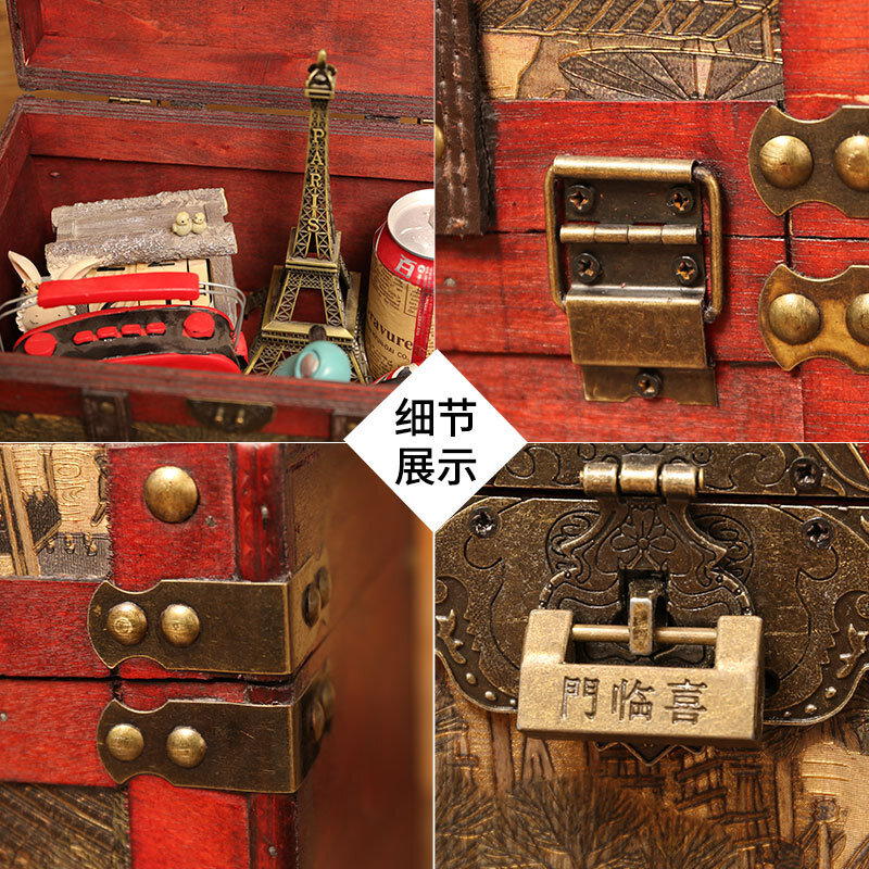 Qingming Retro kotak penyimpanan peta tepi sungai kotak penyimpanan kayu Desktop kotak penyimpanan