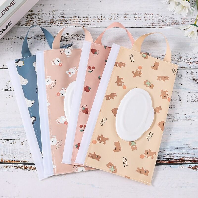 1pc EVA Baby Wet Wipe Pouch Portable Buckle Wipes Holder Case Flip Cover Snap-Strap Reusable Refillable Wet Wipe Bag Tissue Box
