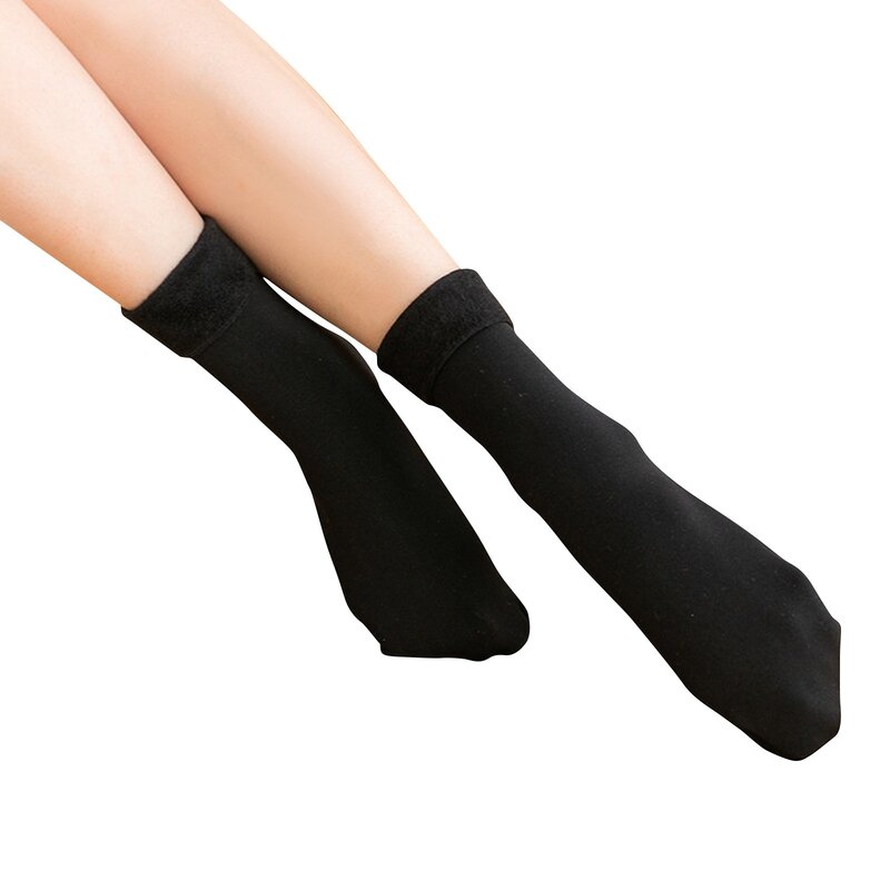 10 Pairs Women Socks Solid color Dew Ankle Bare Leg Happy Winter Warm Snow Socks Thickened Socks Add Velvet Fun Harajuku Sox