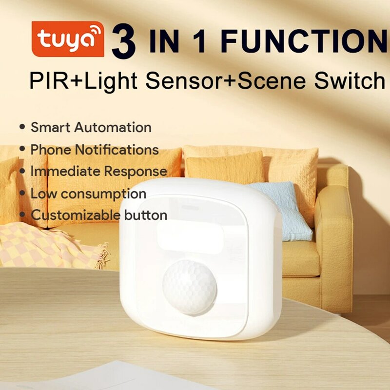 Tuya Zigbee Wifi Mini sensore di movimento PIR con sensore di luce funzione interruttore scena rilevatore di movimento umano controllo APP Smart Life