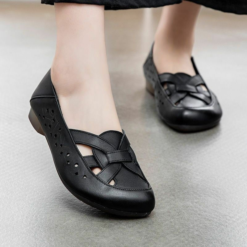 Zapatillas de Tenis femeninas para Mujer, zapatos planos de cuero para caminar, Zapatillas de trabajo, 2024