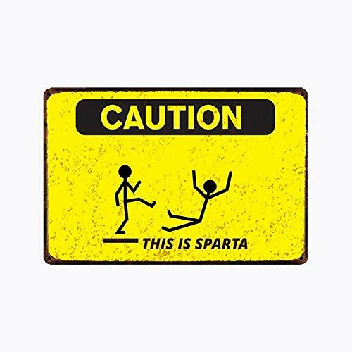 metal tin sign Caution This is Sparta Funny Suitable for Garage Bedroom Wall Decoration Retro Vintage 7.87 X 11.8 inches