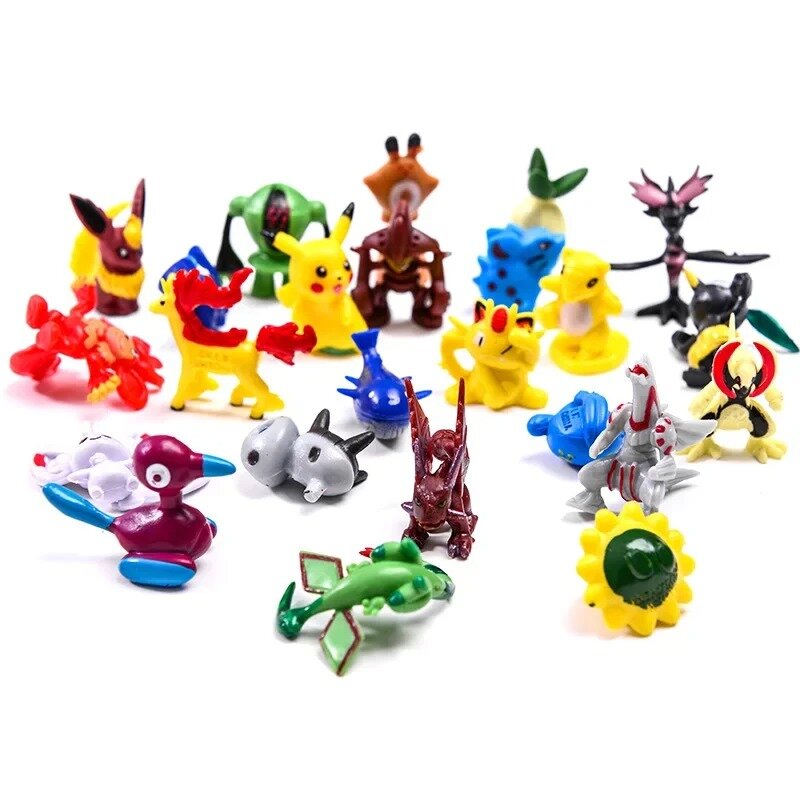 Pokémon Figura Anime com Saco De Armazenamento, Figuras de Ação Kawaii, Bonecas Pokeball para Crianças, Brinquedos Presentes, 144Pcs por Conjunto